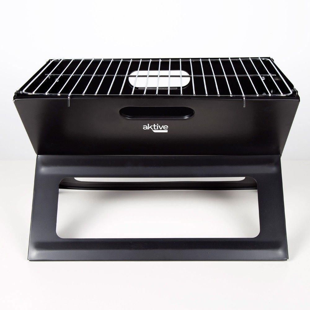 Barbacoa A Carbón Portátil Y Plegable Aktive, 45x29x30cm, De Acero, Con Asa De Transporte