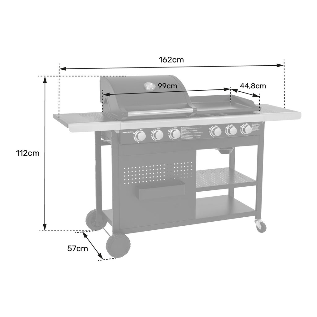 Barbacoa De Gas Vesuvio Duo - 3 Quemadores + Plancha 3 Quemadores