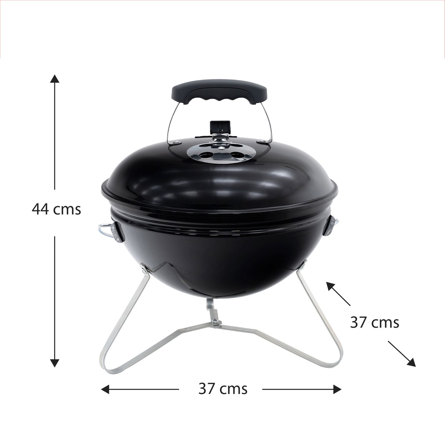Barbacoa De Carbón Portátil De Sobremesa Kekai Tahoe  37x37x44 Cm Tapa Con Sistema De Transporte Y Bloqueo Esmaltado Negro