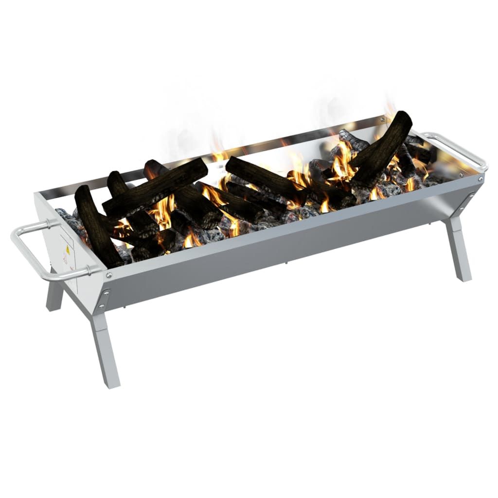 Bandeja Para Barbacoa Acero Inoxidable Plateado 118x42x30,5 Cm Vidaxl