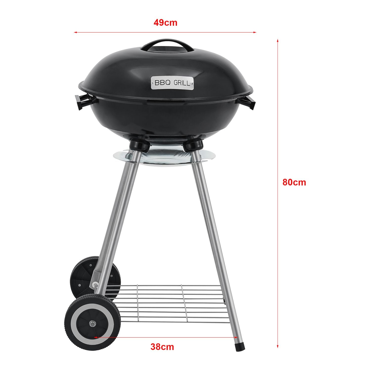 Barbacoa Redonda De Carbón Apricena Con Tapa 80x49x47cm - Negro [casa.pro]
