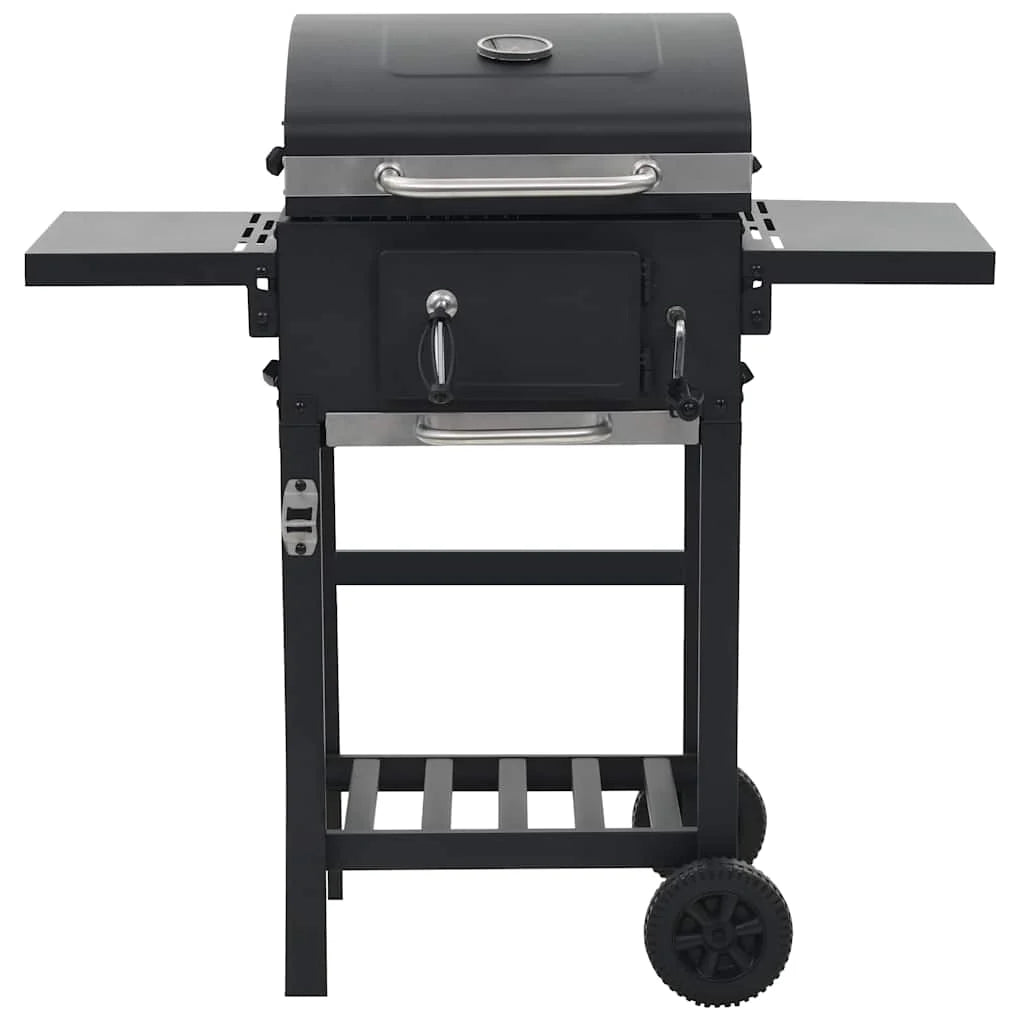 Barbacoa de carbón con estante inferior negra v6900