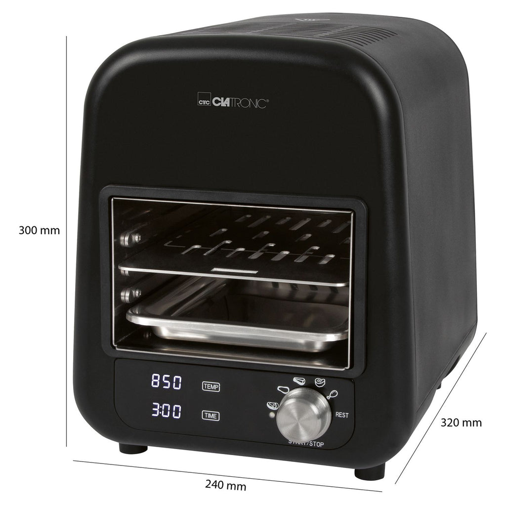 Barbacoa Grill Eléctrica Infrarrojos, Parrilla Cerámica, 5 Programas Cocinado, 850ºc,  Interior Negro 1600w Clatronic Ebg 3760