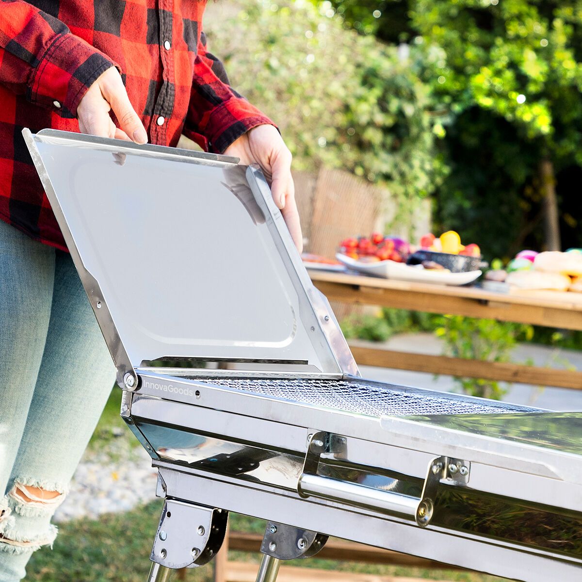 Barbacoa Plegable De Acero Inoxidable Para Carbón Innovagoods Acero Inoxidable Acero