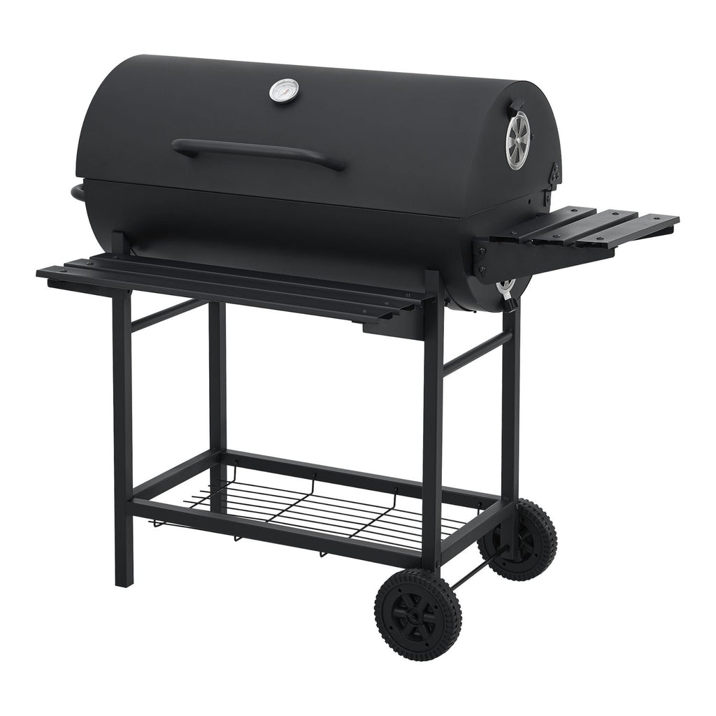 Barbacoa De Carbón Armento Con 2 Ruedas Termómetro Acero - Negro [casa.pro]