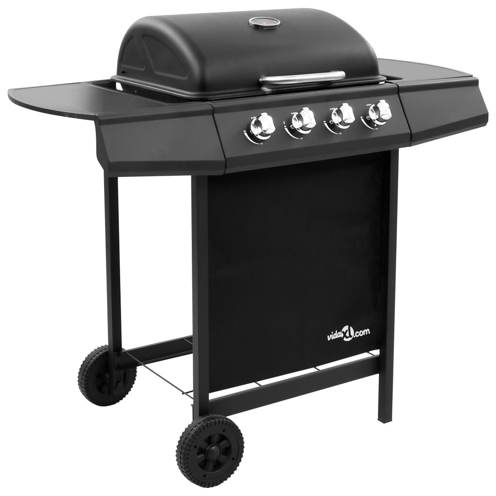 Barbacoa De Gas Con 4 Fogones Negra Vidaxl
