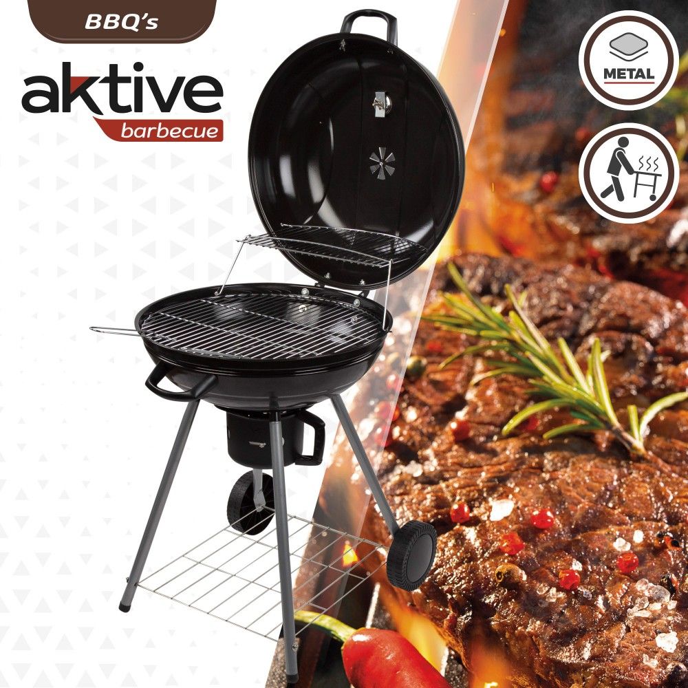 Barbacoa De Carbón Redonda Con Tapa Aktive